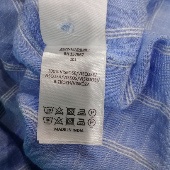 MASAI Blue Tunic White Striped Dress Relaxing Fit Flowy Lightweight Shirt Dress - Picture 9 of 9